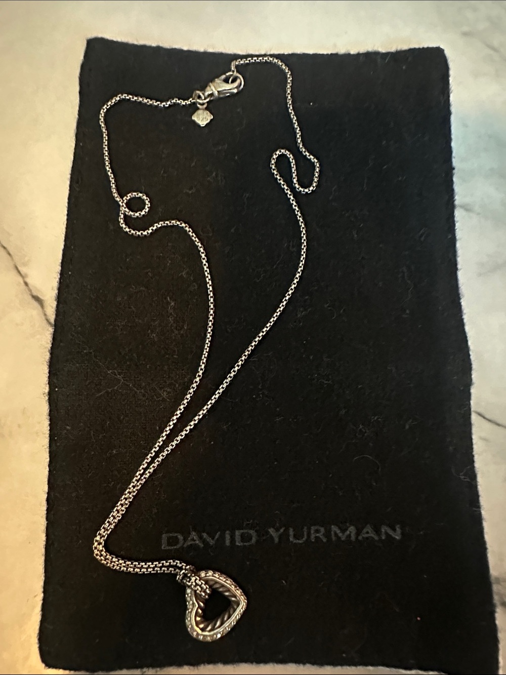 David Yurman Silver Cable Heart Necklace
